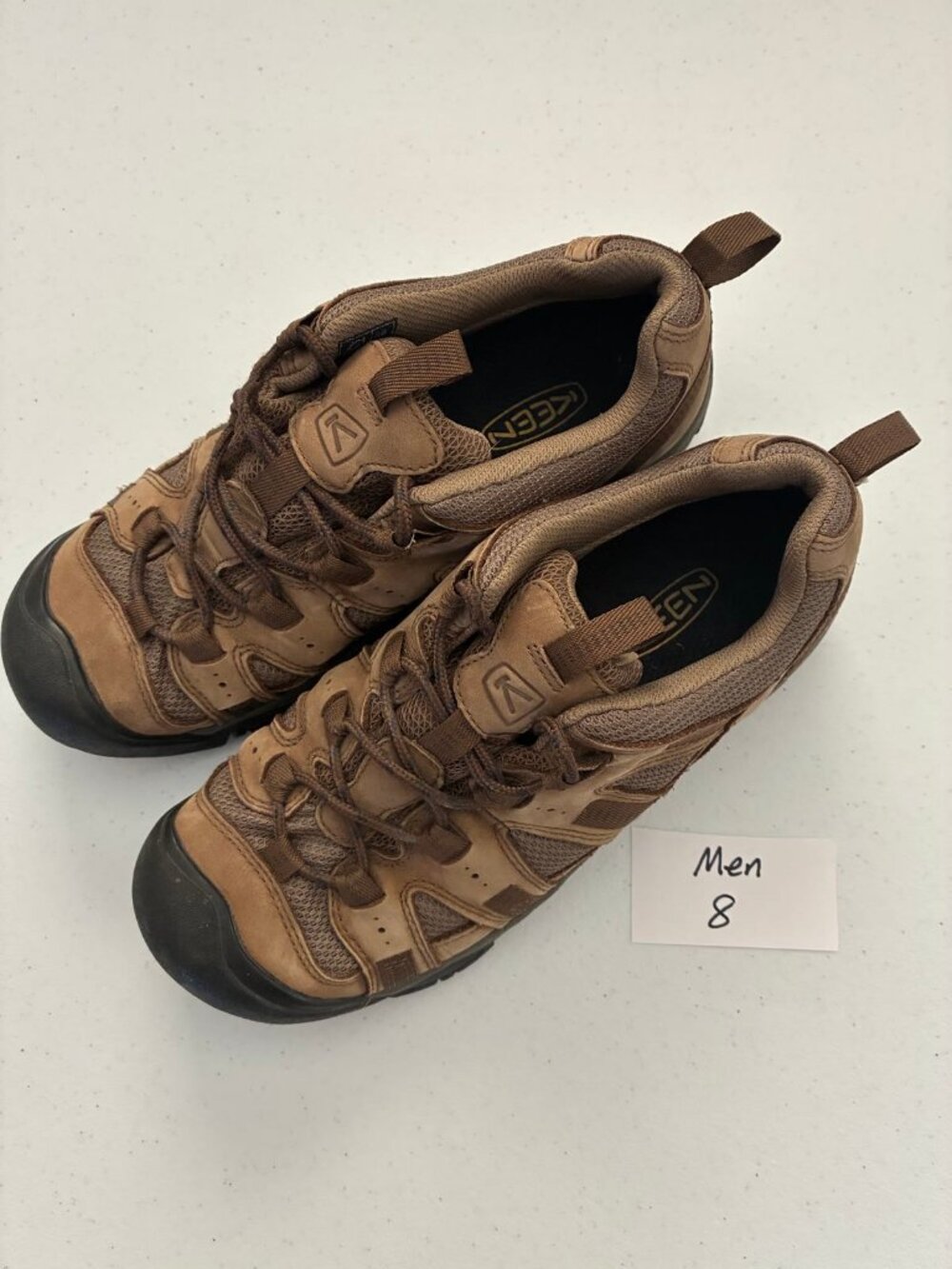 KEEN Men's Size 8 Brown Low Hiking Shoes Mesh Leather Toe Bumper